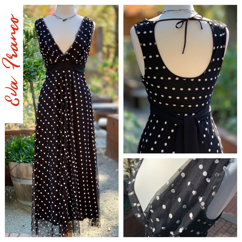 EVA FRANCO sheer overlay polka dot dress